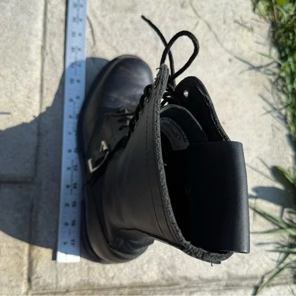 Vintage Double H Lace Up Side Zip Biker Boots Black Size 9 D  display picture 2